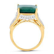 Bids.com 8.70 Carat Dyed Emerald and White Topaz .925 Sterling Silver Ring Rings