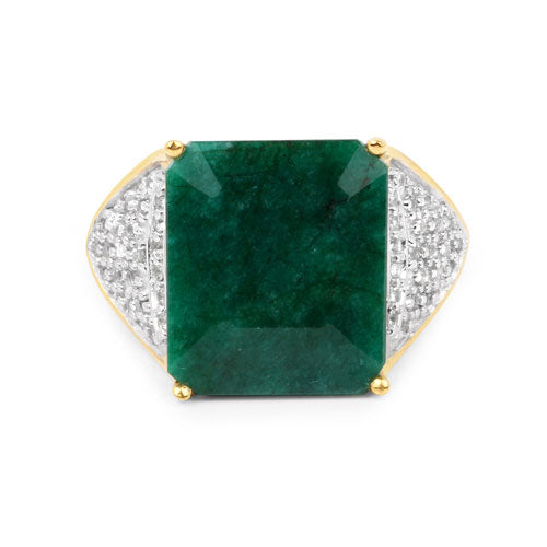 Bids.com 8.70 Carat Dyed Emerald and White Topaz .925 Sterling Silver Ring Rings
