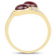 Bids.com 14K Yellow Gold Plated 2.38 Carat Glass Filled Ruby and White Topaz .925 Sterling Silver Ring Rings