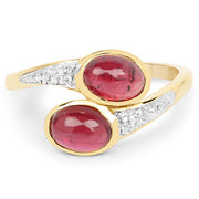 Bids.com 14K Yellow Gold Plated 2.38 Carat Glass Filled Ruby and White Topaz .925 Sterling Silver Ring Rings