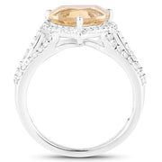 Bids.com 3.06 Carat Genuine Citrine and White Topaz .925 Sterling Silver Ring Rings