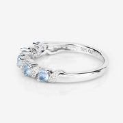 Bids.com 0.54 Carat Genuine Aquamarine and White Topaz .925 Sterling Silver Ring Rings