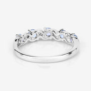 Bids.com 0.54 Carat Genuine Aquamarine and White Topaz .925 Sterling Silver Ring Rings