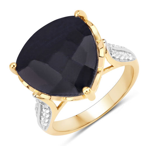 Bids.com 8.39 Carat Dyed Sapphire and White Topaz .925 Sterling Silver Ring Rings