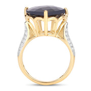 Bids.com 8.39 Carat Dyed Sapphire and White Topaz .925 Sterling Silver Ring Rings