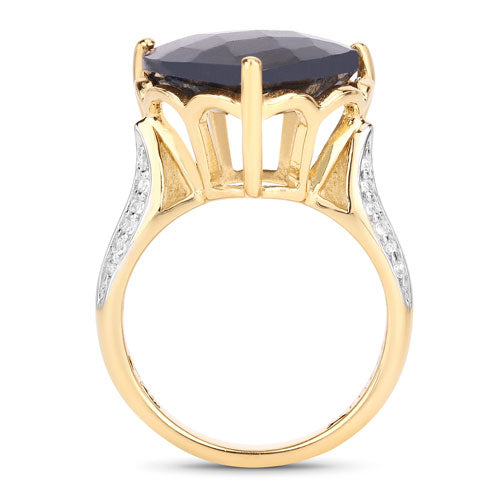 Bids.com 8.39 Carat Dyed Sapphire and White Topaz .925 Sterling Silver Ring Rings