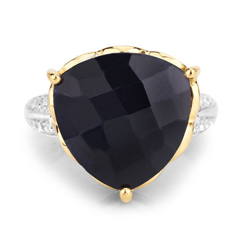 Bids.com 8.39 Carat Dyed Sapphire and White Topaz .925 Sterling Silver Ring Rings
