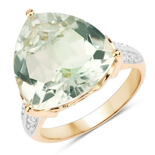 Bids.com 8.08 Carat Genuine Green Amethyst and White Topaz .925 Sterling Silver Ring Rings