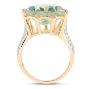 Bids.com 8.08 Carat Genuine Green Amethyst and White Topaz .925 Sterling Silver Ring Rings
