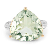 Bids.com 8.08 Carat Genuine Green Amethyst and White Topaz .925 Sterling Silver Ring Rings