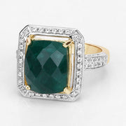 Bids.com 5.18 Carat Dyed Emerald and White Topaz .925 Sterling Silver Ring Rings