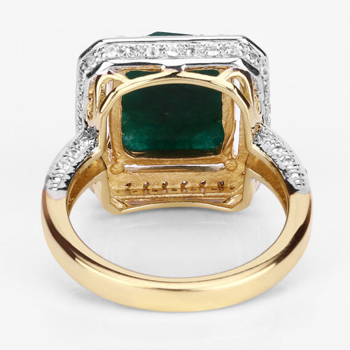Bids.com 5.18 Carat Dyed Emerald and White Topaz .925 Sterling Silver Ring Rings
