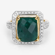 Bids.com 5.18 Carat Dyed Emerald and White Topaz .925 Sterling Silver Ring Rings