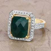 Bids.com 5.18 Carat Dyed Emerald and White Topaz .925 Sterling Silver Ring Rings