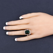 Bids.com 5.18 Carat Dyed Emerald and White Topaz .925 Sterling Silver Ring Rings