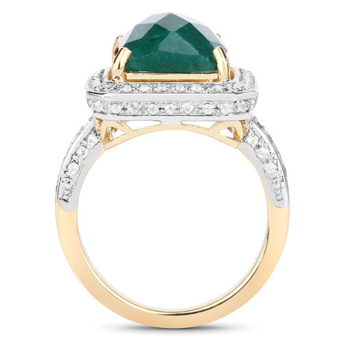 Bids.com 5.18 Carat Dyed Emerald and White Topaz .925 Sterling Silver Ring Rings