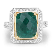 Bids.com 5.18 Carat Dyed Emerald and White Topaz .925 Sterling Silver Ring Rings