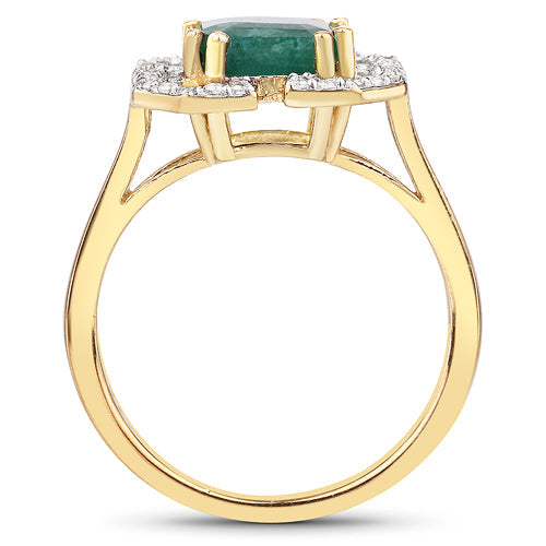 Bids.com 2.55 Carat Dyed Emerald and White Topaz .925 Sterling Silver Ring Rings