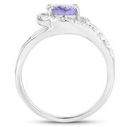 Bids.com 1.82 Carat Genuine Tanzanite and White Zircon .925 Sterling Silver Ring Rings