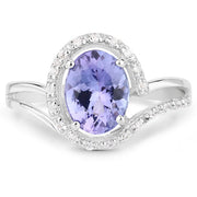 Bids.com 1.82 Carat Genuine Tanzanite and White Zircon .925 Sterling Silver Ring Rings