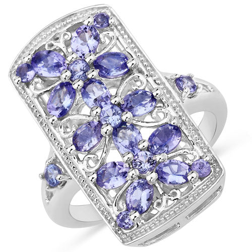 Bids.com 2.53 Carat Genuine Tanzanite .925 Sterling Silver Ring Rings