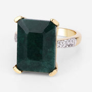 Bids.com 7.64 Carat Dyed Emerald and White Diamond .925 Sterling Silver Ring Rings