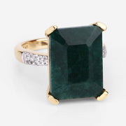 Bids.com 7.64 Carat Dyed Emerald and White Diamond .925 Sterling Silver Ring Rings