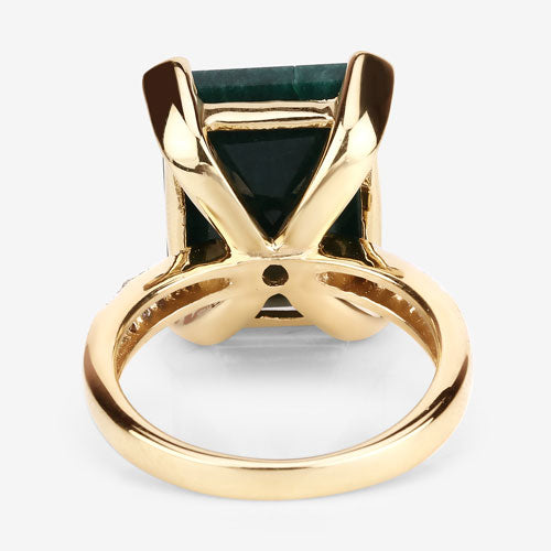 Bids.com 7.64 Carat Dyed Emerald and White Diamond .925 Sterling Silver Ring Rings