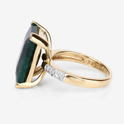 Bids.com 7.64 Carat Dyed Emerald and White Diamond .925 Sterling Silver Ring Rings