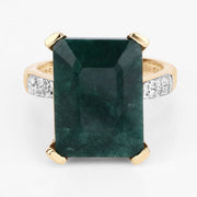 Bids.com 7.64 Carat Dyed Emerald and White Diamond .925 Sterling Silver Ring Rings