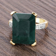 Bids.com 7.64 Carat Dyed Emerald and White Diamond .925 Sterling Silver Ring Rings