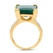 Bids.com 7.64 Carat Dyed Emerald and White Diamond .925 Sterling Silver Ring Rings