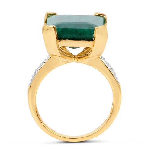 Bids.com 7.64 Carat Dyed Emerald and White Diamond .925 Sterling Silver Ring Rings