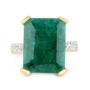 Bids.com 7.64 Carat Dyed Emerald and White Diamond .925 Sterling Silver Ring Rings