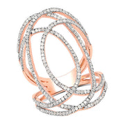Bids.com 14K Rose Gold Plated 0.73 Carat Genuine White Diamond .925 Sterling Silver Ring Rings