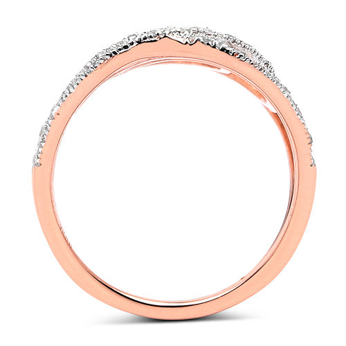 Bids.com 14K Rose Gold Plated 0.73 Carat Genuine White Diamond .925 Sterling Silver Ring Rings