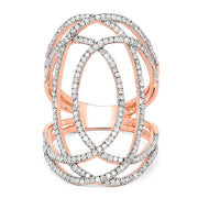 Bids.com 14K Rose Gold Plated 0.73 Carat Genuine White Diamond .925 Sterling Silver Ring Rings