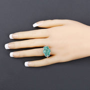Bids.com 3.33 Carat Genuine Zambian Emerald and White Zircon .925 Sterling Silver Ring Rings