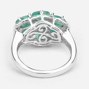 Bids.com 3.33 Carat Genuine Zambian Emerald and White Zircon .925 Sterling Silver Ring Rings