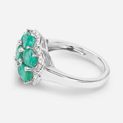 Bids.com 3.33 Carat Genuine Zambian Emerald and White Zircon .925 Sterling Silver Ring Rings