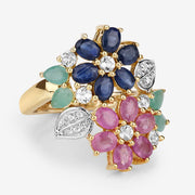 Bids.com 3.65 Carat Genuine Multi Stones .925 Sterling Silver Ring Rings