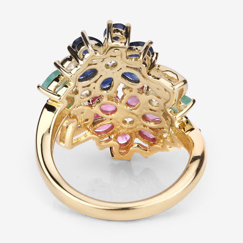 Bids.com 3.65 Carat Genuine Multi Stones .925 Sterling Silver Ring Rings