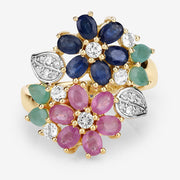 Bids.com 3.65 Carat Genuine Multi Stones .925 Sterling Silver Ring Rings