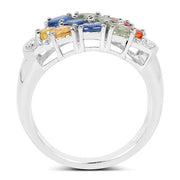 Bids.com 2.05 Carat Genuine Multi Sapphire .925 Sterling Silver Ring Rings