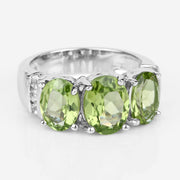 Bids.com 4.14 Carat Genuine Peridot and White Topaz .925 Sterling Silver Ring Rings