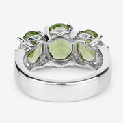 Bids.com 4.14 Carat Genuine Peridot and White Topaz .925 Sterling Silver Ring Rings
