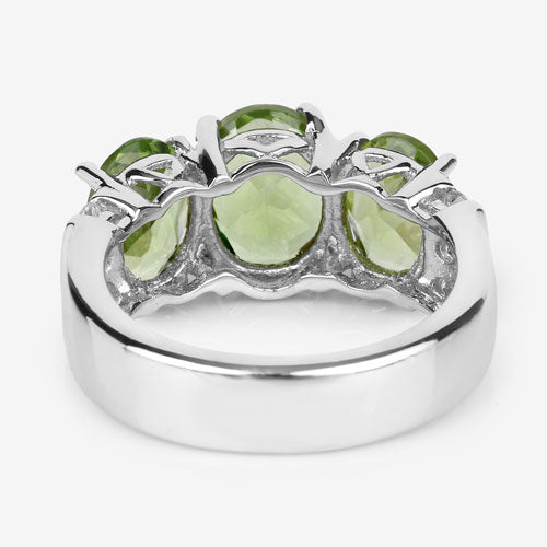 Bids.com 4.14 Carat Genuine Peridot and White Topaz .925 Sterling Silver Ring Rings