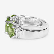 Bids.com 4.14 Carat Genuine Peridot and White Topaz .925 Sterling Silver Ring Rings