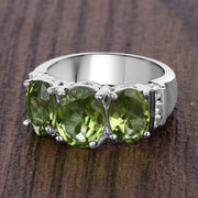 Bids.com 4.14 Carat Genuine Peridot and White Topaz .925 Sterling Silver Ring Rings