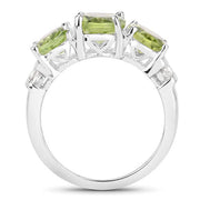 Bids.com 4.14 Carat Genuine Peridot and White Topaz .925 Sterling Silver Ring Rings